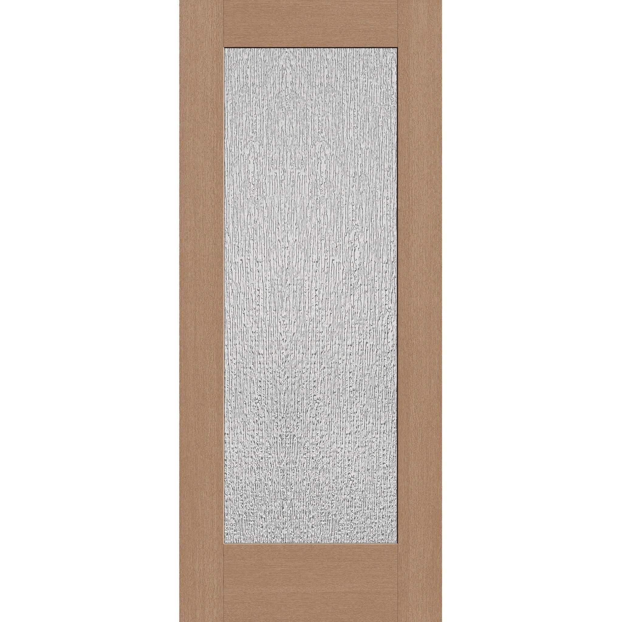 Rain flush glazed hurricane-rated fiberglass entry door, full lite, 34" x 80", tan woodgrain finish