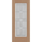 Austin flush glazed fiberglass entry door, full lite, 34" x 80", tan woodgrain finish, Satin Nickel caming
