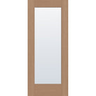 Clear flush glazed fiberglass entry door, full lite, 34" x 80", tan woodgrain finish