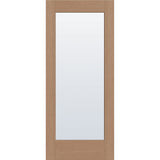 Clear flush glazed fiberglass entry door, full lite, 34" x 80", tan woodgrain finish