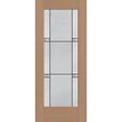 Dexter flush glazed fiberglass entry door, full lite, 34" x 80", tan woodgrain finish, Black Aluminum caming