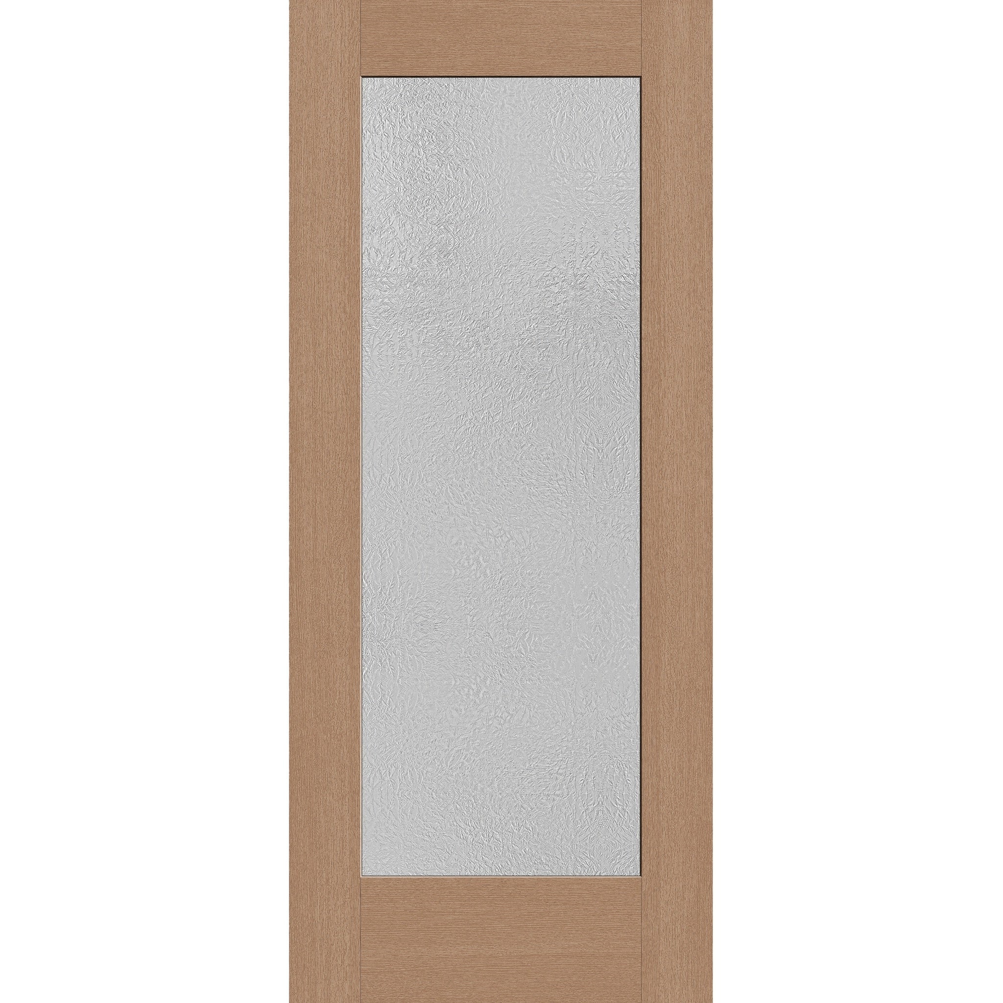 Micro-Granite flush glazed fiberglass entry door, full lite, 34" x 80", tan woodgrain finish