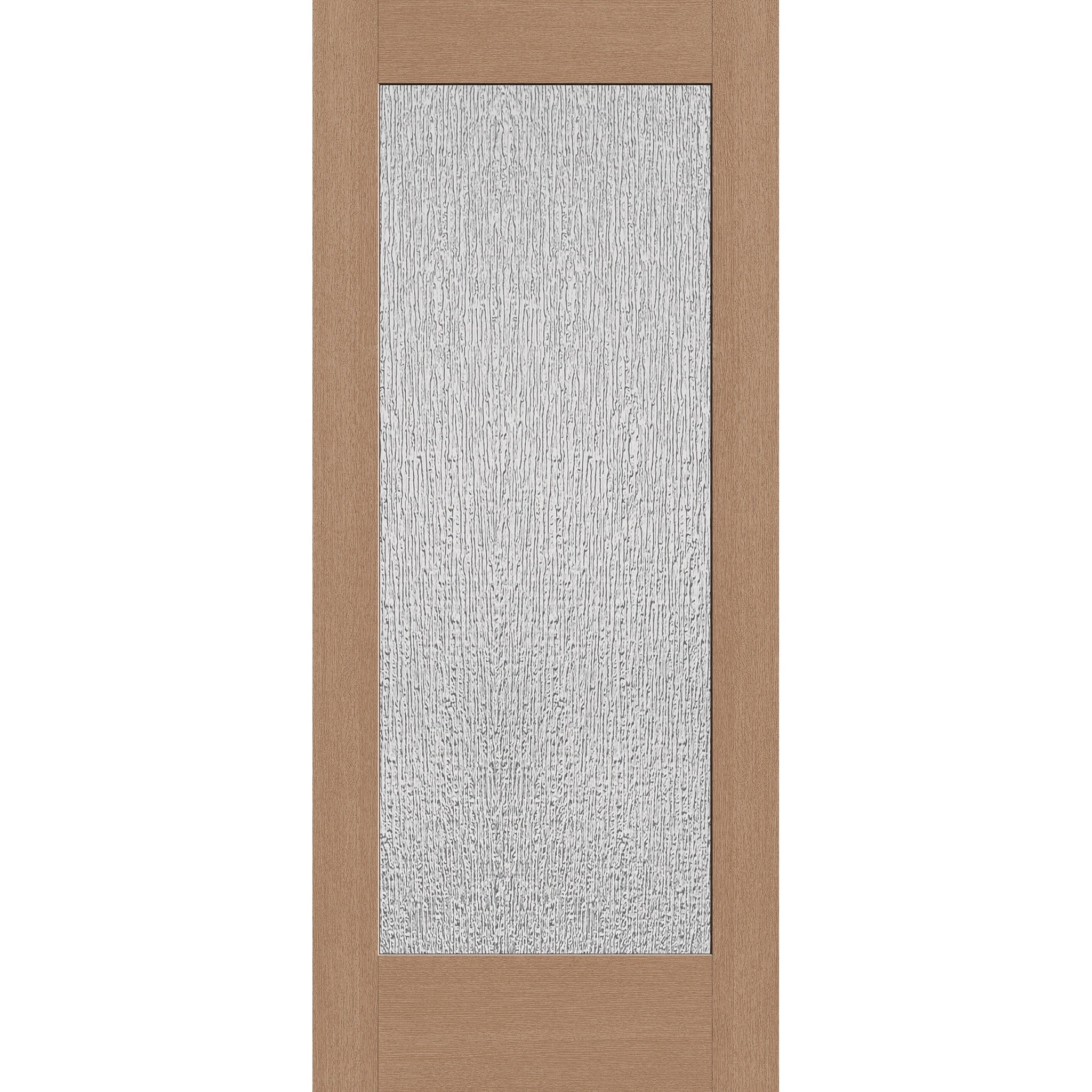 Rain flush glazed fiberglass entry door, full lite, 34" x 80", tan woodgrain finish