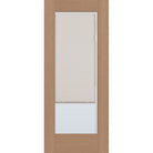 Raise & Lower Blinds flush glazed fiberglass entry door, full lite, 34" x 80", tan woodgrain finish, white blinds