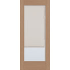 Raise & Lower Blinds flush glazed fiberglass entry door, full lite, 34" x 80", tan woodgrain finish, white blinds