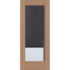 Raise & Lower Blinds flush glazed fiberglass entry door, full lite, 34" x 80", tan woodgrain finish, slate blinds
