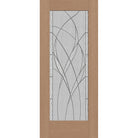 Waterside flush glazed fiberglass entry door, full lite, 34" x 80", tan woodgrain finish, Black Chrome caming