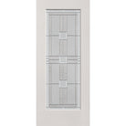Austin flush glazed hurricane-rated fiberglass entry door, full lite, 34" x 80", white satin smooth finish, Satin Nickel caming