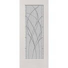 Waterside flush glazed hurricane-rated fiberglass entry door, full lite, 34" x 80", white satin smooth finish, Black Chrome caming