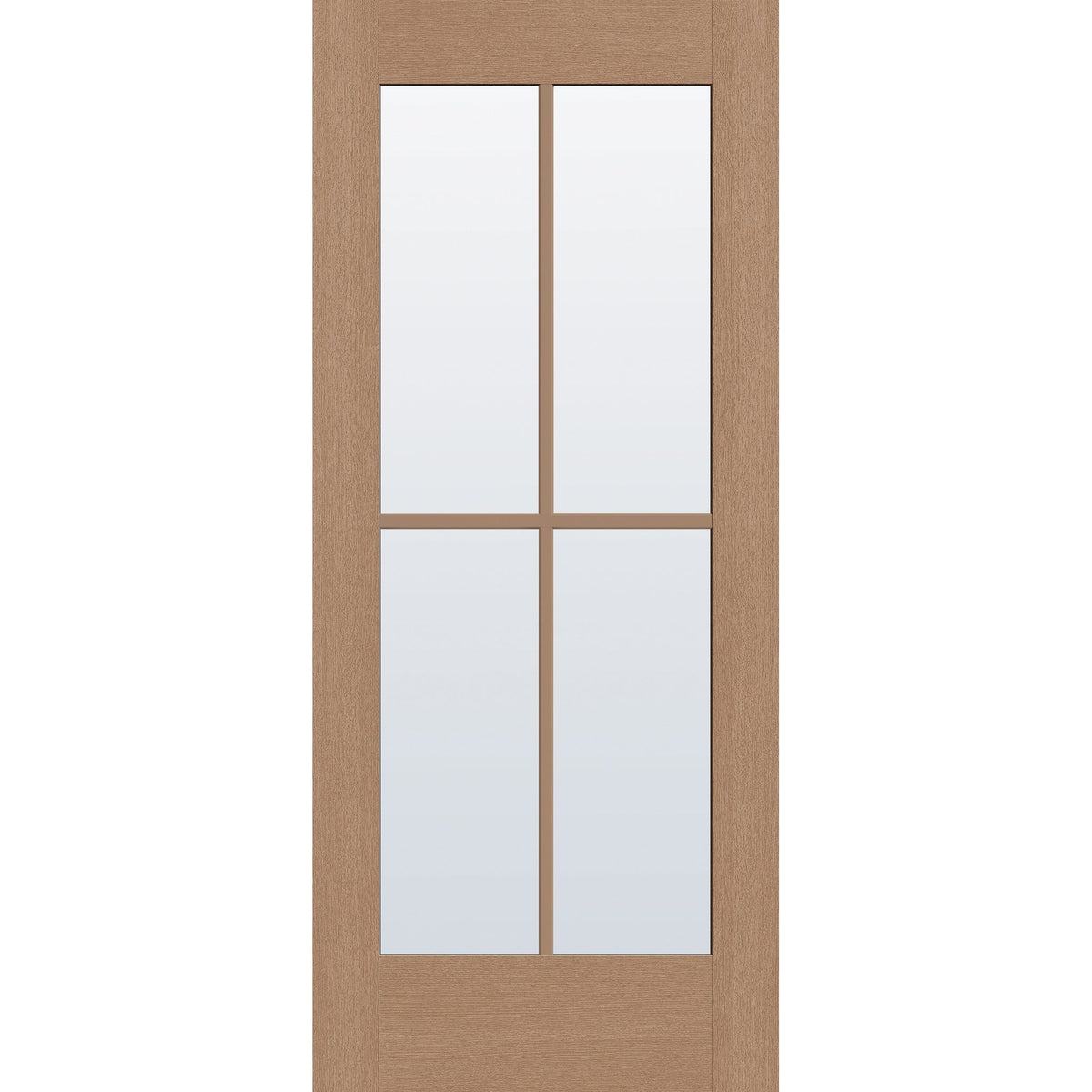 Clear flush glazed fiberglass entry door, full lite, 34" x 80", white satin smooth finish