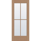 Clear flush glazed fiberglass entry door, full lite, 34" x 80", white satin smooth finish