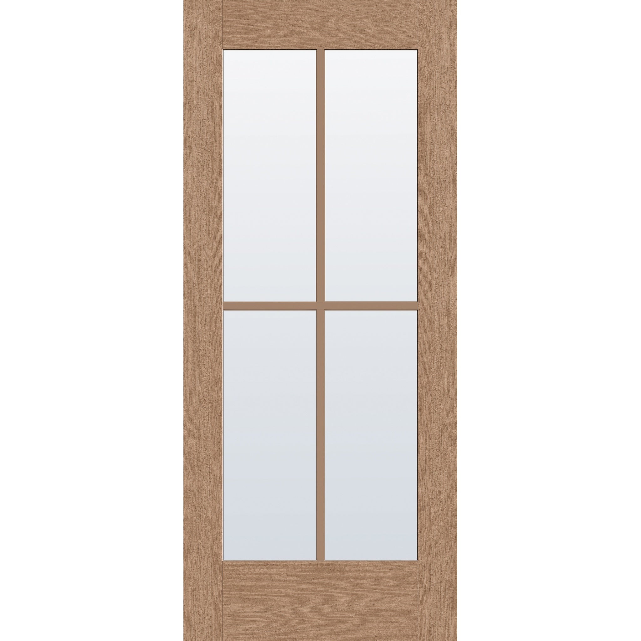 Clear flush glazed fiberglass entry door, full lite, 34" x 80", white satin smooth finish