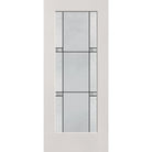 Dexter flush glazed fiberglass entry door, full lite, 34" x 80", white satin smooth finish, Black Aluminum caming