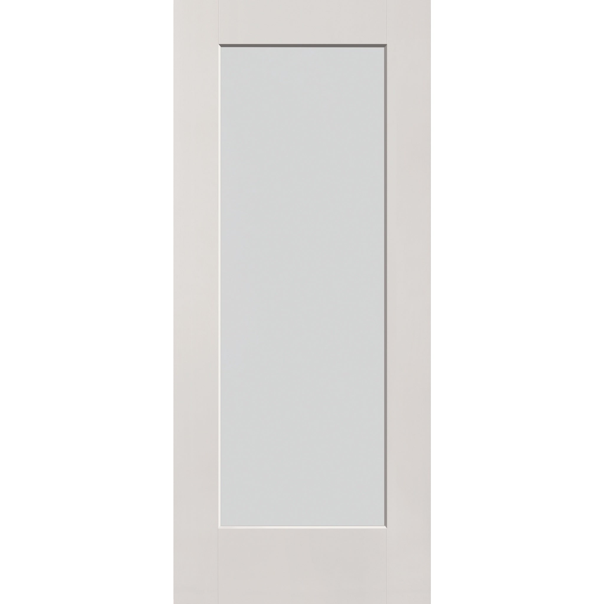Frost flush glazed fiberglass entry door, full lite, 34" x 80", white satin smooth finish