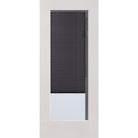 Raise & Lower Blinds flush glazed fiberglass entry door, full lite, 34" x 80", white satin smooth finish, slate blinds
