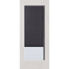 Raise & Lower Blinds flush glazed fiberglass entry door, full lite, 34" x 80", white satin smooth finish, slate blinds