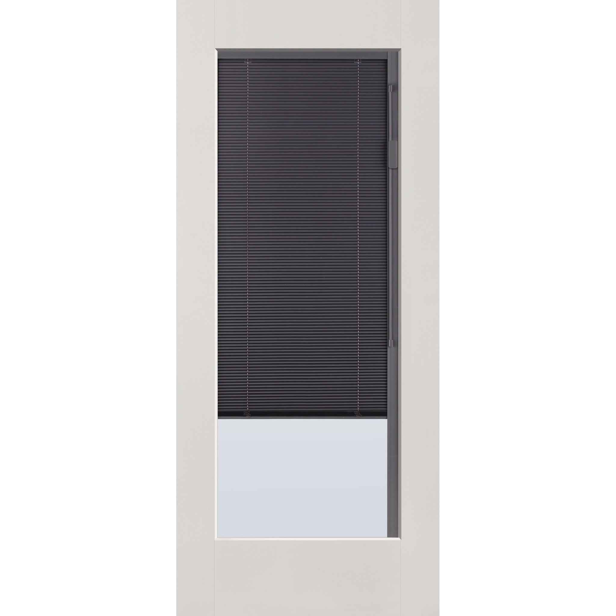 Raise & Lower Blinds flush glazed fiberglass entry door, full lite, 34" x 80", white satin smooth finish, slate blinds