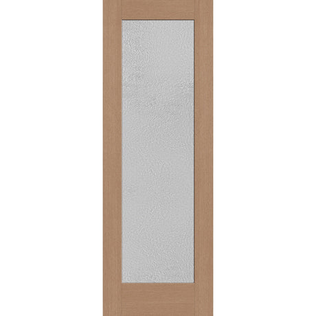 Micro-Granite flush glazed hurricane-rated fiberglass entry door, full lite, 34" x 96", tan woodgrain finish