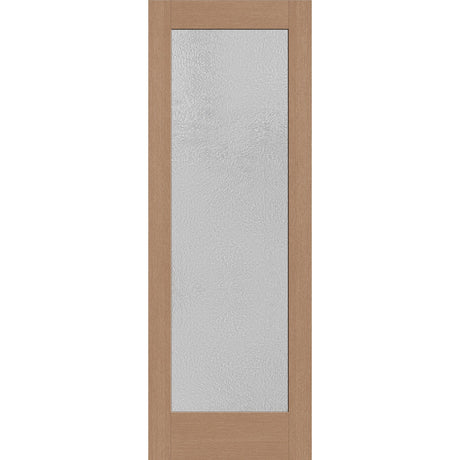 Micro-Granite flush glazed hurricane-rated fiberglass entry door, full lite, 34" x 96", tan woodgrain finish