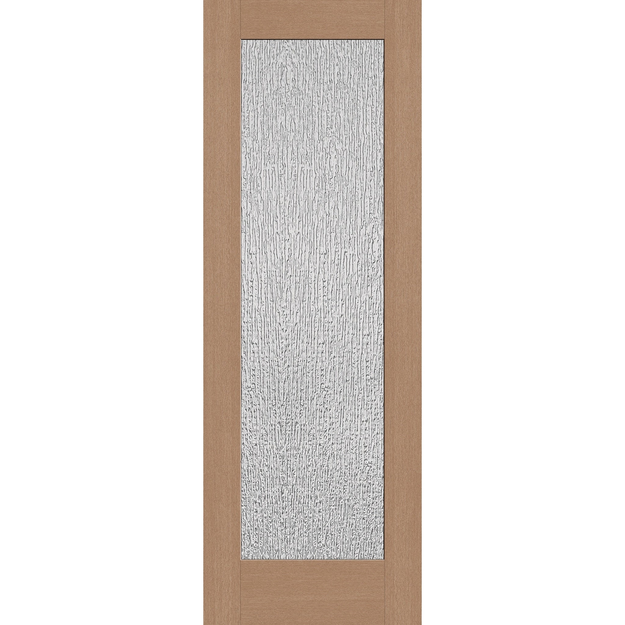 Rain flush glazed hurricane-rated fiberglass entry door, full lite, 34" x 96", tan woodgrain finish