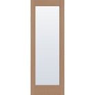 Clear flush glazed fiberglass entry door, full lite, 34" x 96", tan woodgrain finish
