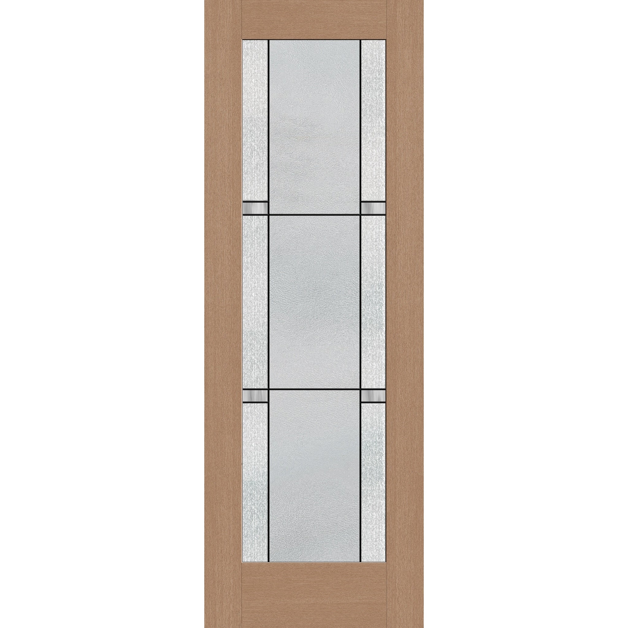 Dexter flush glazed fiberglass entry door, full lite, 34" x 96", tan woodgrain finish, Black Aluminum caming