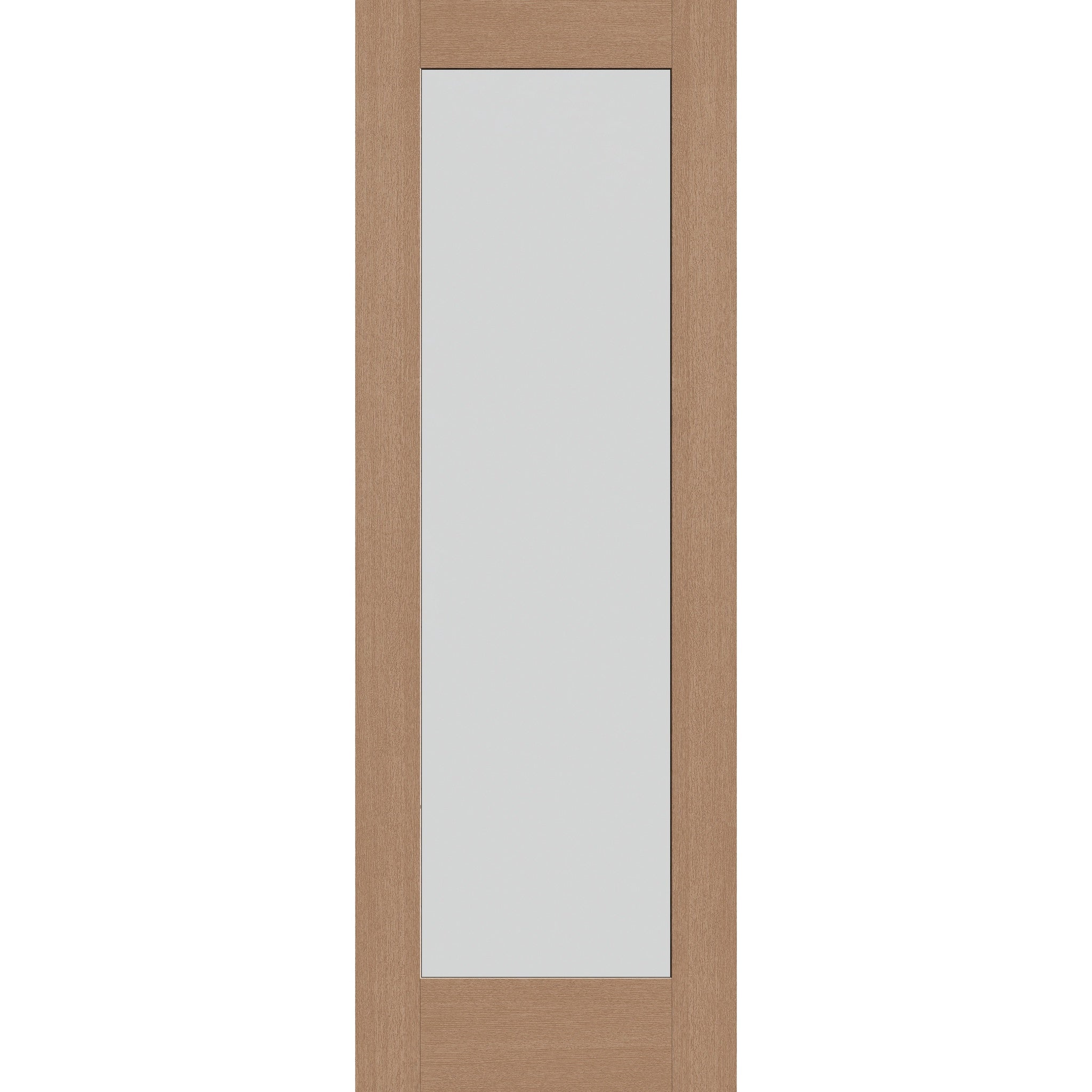 Frost flush glazed fiberglass entry door, full lite, 34" x 96", tan woodgrain finish