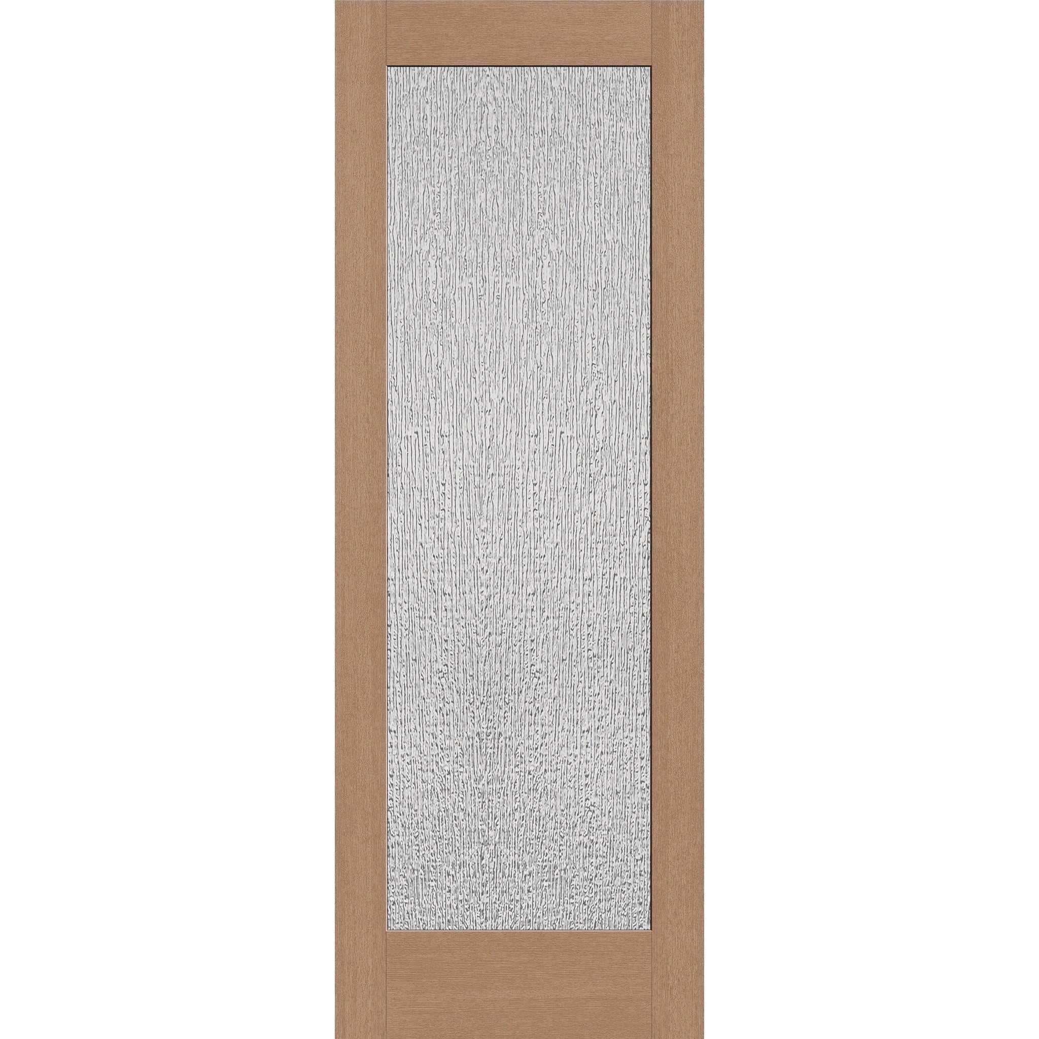 Rain flush glazed fiberglass entry door, full lite, 34" x 96", tan woodgrain finish