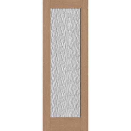 Vapor flush glazed fiberglass entry door, full lite, 34" x 96", tan woodgrain finish