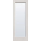 Clear flush glazed hurricane-rated fiberglass entry door, full lite, 34" x 96", white satin smooth finish