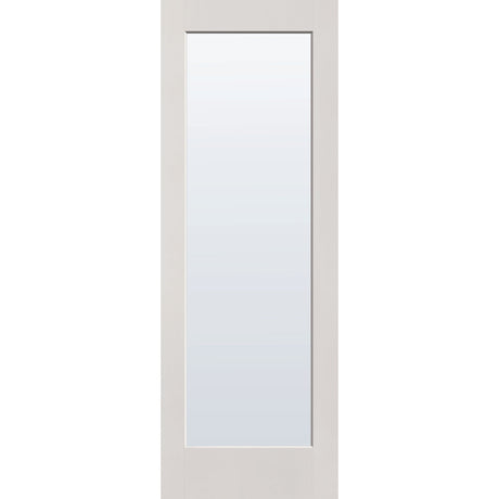 Clear flush glazed fiberglass entry door, full lite, 34" x 96", white satin smooth finish
