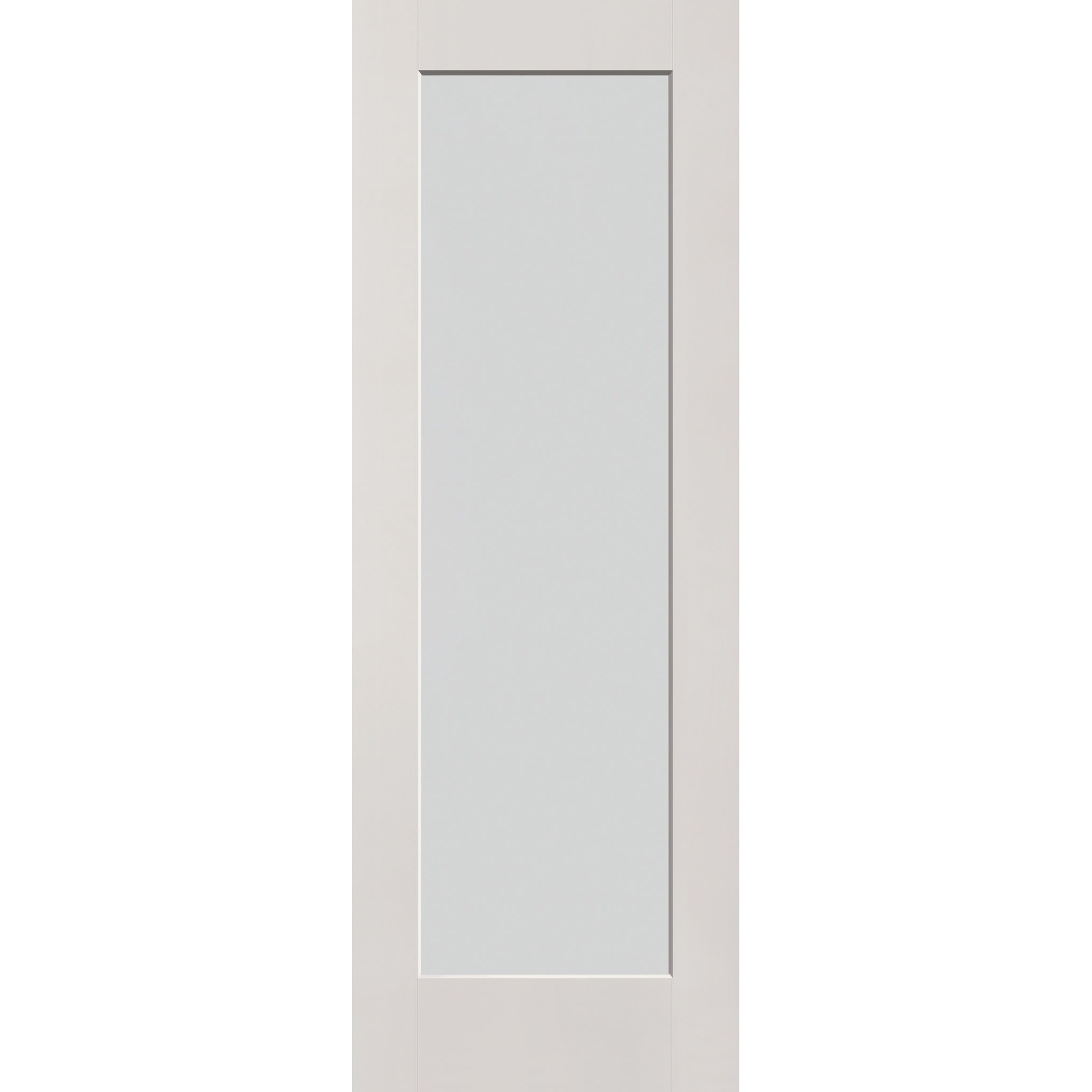 Frost flush glazed fiberglass entry door, full lite, 34" x 96", white satin smooth finish