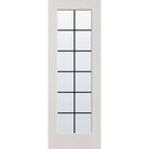 12 light grille flush glazed fiberglass entry door, full lite, 34" x 96", white satin smooth finish, black grilles between glass