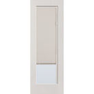 Raise & Lower Blinds flush glazed fiberglass entry door, full lite, 34" x 96", white satin smooth finish, white blinds