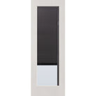 Raise & Lower Blinds flush glazed fiberglass entry door, full lite, 34" x 96", white satin smooth finish, slate blinds