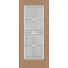 Austin flush glazed hurricane-rated fiberglass entry door, full lite, 36" x 80", tan woodgrain finish, Satin Nickel caming