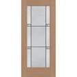 Dexter flush glazed hurricane-rated fiberglass entry door, full lite, 36" x 80", tan woodgrain finish, Black Aluminum caming