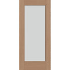 Frost flush glazed hurricane-rated fiberglass entry door, full lite, 36" x 80", tan woodgrain finish