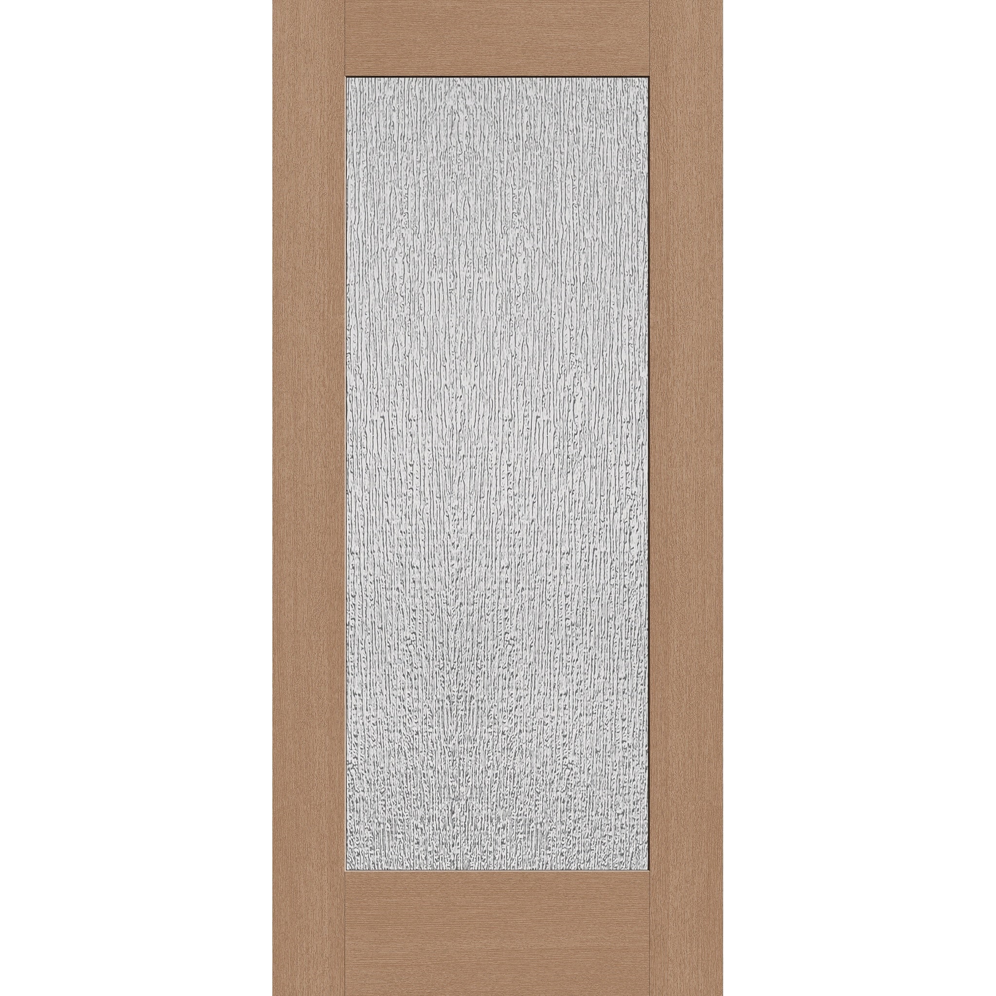 Rain flush glazed hurricane-rated fiberglass entry door, full lite, 36" x 80", tan woodgrain finish