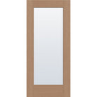Clear flush glazed fiberglass entry door, full lite, 36" x 80", tan woodgrain finish
