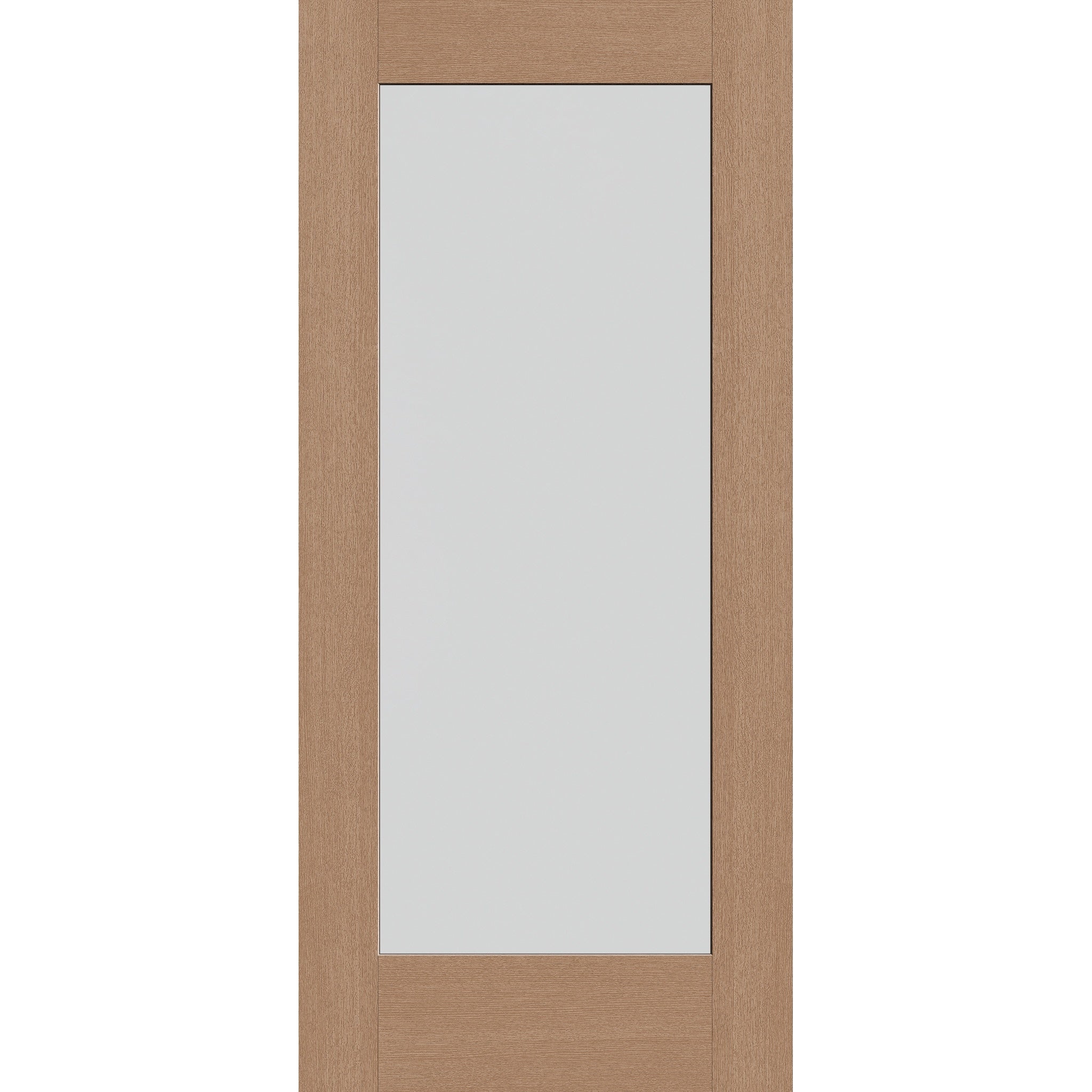 Frost flush glazed fiberglass entry door, full lite, 36" x 80", tan woodgrain finish