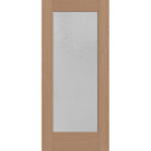 Micro-Granite flush glazed fiberglass entry door, full lite, 36" x 80", tan woodgrain finish