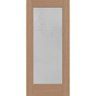 Micro-Granite flush glazed fiberglass entry door, full lite, 36" x 80", tan woodgrain finish