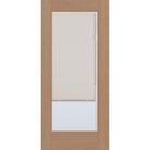 Raise & Lower Blinds flush glazed fiberglass entry door, full lite, 36" x 80", tan woodgrain finish, white blinds