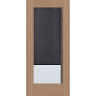 Raise & Lower Blinds flush glazed fiberglass entry door, full lite, 36" x 80", tan woodgrain finish, slate blinds
