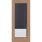 Raise & Lower Blinds flush glazed fiberglass entry door, full lite, 36" x 80", tan woodgrain finish, slate blinds