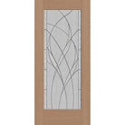 Waterside flush glazed fiberglass entry door, full lite, 36" x 80", tan woodgrain finish, Black Chrome caming