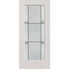 Dexter flush glazed hurricane-rated fiberglass entry door, full lite, 36" x 80", white satin smooth finish, Black Aluminum caming