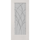 Waterside flush glazed hurricane-rated fiberglass entry door, full lite, 36" x 80", white satin smooth finish, Black Chrome caming
