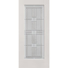 Austin flush glazed fiberglass entry door, full lite, 36" x 80", white satin smooth finish, Satin Nickel caming